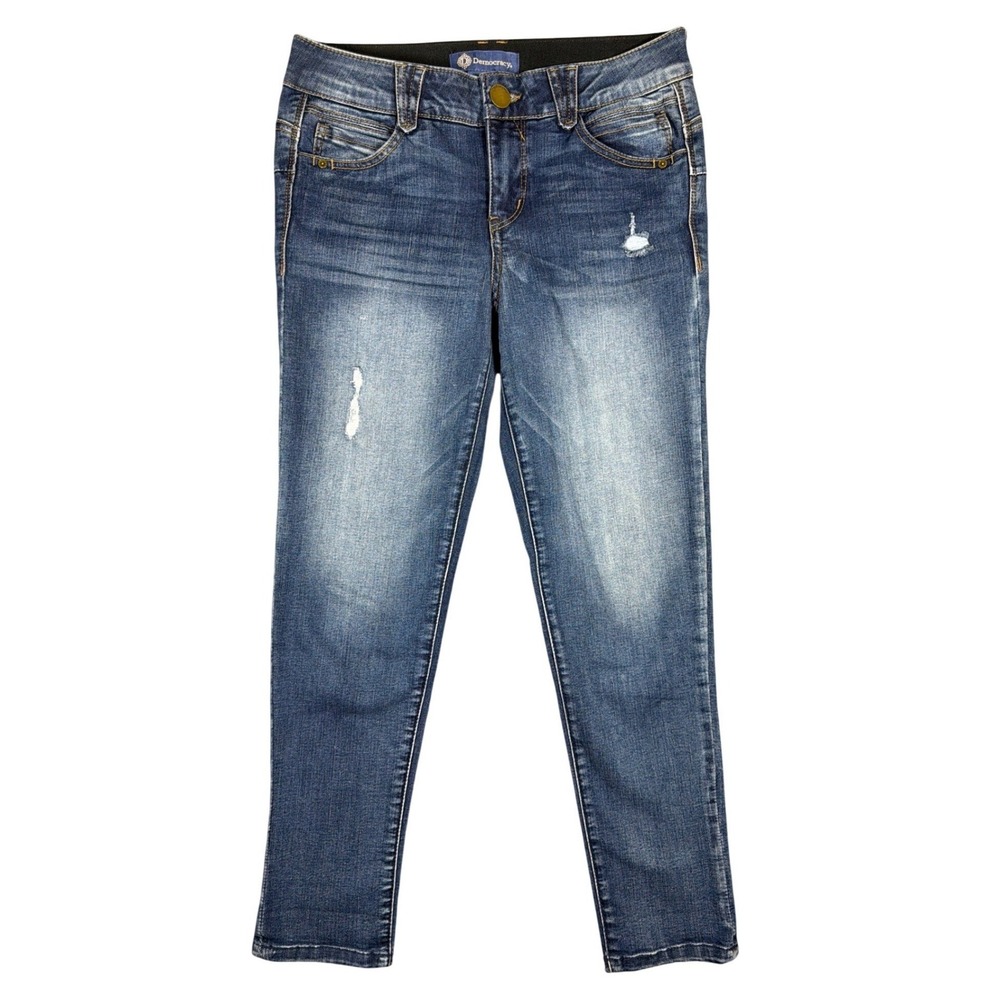 Democracy Absolution Skinny Jeans Womens 6 Medium Wash Distressed B1176KECC Blue